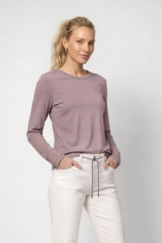 monari - Langarmshirt mit Strassdetails taupe - Gr. - 44