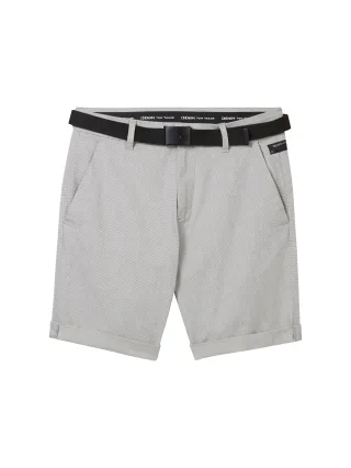 Denim Tom Tailor - Chinoshorts mit Gürtel grey white mini houndstooth - Gr. - XS