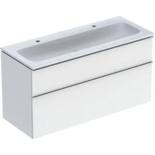 Geberit Icon Waschtisch mit Unterschrank 120 cm 502338012 Waschtisch-Set 120x63x48cm, weiß, Korpus weiß hochglänzend, Griff chrom glänzend