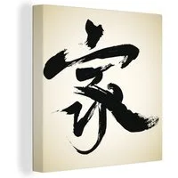 OneMillionCanvasses® Leinwandbild Chinesisches Zeichen für Zuhause, Fotodruck (1 St), Wandbild, Deko Schlafzimmer Wohnzimmer Flur 20x20 cm