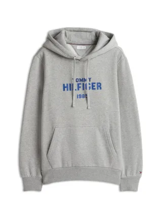 Tommy Hilfiger - Hoodie mit Logo-Print grau - Gr. - M