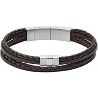 Fossil Lederarmband Multi-Strand Braided Leather Bracelet, aus echtem Leder