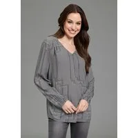 DELMAO Schlupfbluse femininer Stil, Langarm, aus Viskose, mit V-Ausschnitt