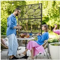 Outsunny Paravent Gartensichtschutz 122 x 198 cm Balkon Sichtschutz (Raumtrenner, 1 St., Raumteiler), für Garten, Terrasse, Stahl, Schwarz