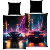 Herding Young Collection Bettwäsche YC Neoncar, Microfaser, 2 teilig, mit coolem Motiv