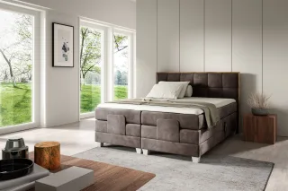 Boxspringbett Elektrisch Bett HENRY 140x200cm in Stoff Fresh Braun