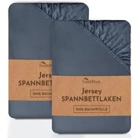 NatureMark Spannbettlaken 2er-Set Jersey Spannbetttuch 100% Baumwolle, 100% Baumwolle, Gummizug: rundum, (2 Stück), Anthrazit