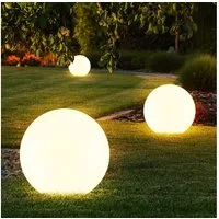 etc-shop LED Gartenleuchte, LED-Leuchtmittel fest verbaut, 3er-Set LED Solar Außen Garten Leuchten Kugel Lampen Wiese Rasen