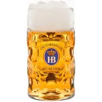 Hofbräuhaus München Bierglas Glaskrug, Bierkrug, Maßkrug "Isarseidel Oktoberfest", 1000 ml, Glas