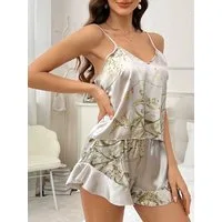Elegant Love Shorty Loungewear: Pyjama mit Blumendruck - Nachtwäsche Set (Set, 2 tlg., 2 Stück) Dessous, Nachthemd Set