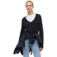 Marc O'Polo Strickpullover mit dekorativem Strickmuster am Ärmel und V-Neck