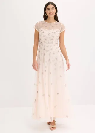 bonprix Abendkleid aus zartem Tüll mit Paillettenstickerei, rosa, Gr.40, Abendkleid aus zartem Tüll mit Paillettenstickerei