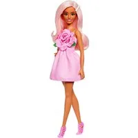 Barbie Anziehpuppe Fashionista Puppe mit Rosenkleid