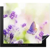 MuchoWow Herd-Abdeckplatte Lavendel - Schmetterling - Blumen, Vinyl, (1 tlg), Ceranfeldabdeckung Küche, Herdabdeckplatte Einteilig, 59x51 cm