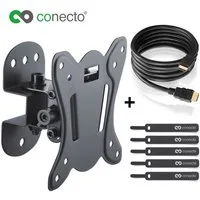 conecto TV-Wandhalterung TV Wandhalter für LCD LED Fernseher & Monitor, (bis 27 Zoll, inklusive HDMI-Kabel und Klett-Kabelbinder, neigbar, schwenkbar)