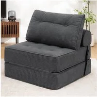 MECO Schlafsofa 3-in-1 Klappsofa Schlafsessel Cordstoff mit Kopfkissen+Lendenkissen, Komfortable Schlafcouch Bodensofa 80cm für Schlafzimmer Wohnzimmer