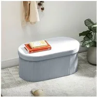 HOMCOM Sitzbank 76 x 38 x 35 cm Polsterbank (Sitztruhe, 1-St., inkl. Aufbauanleitung), Faltbar, mit Stauraum, Samtoptik
