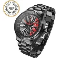 DRIFTELEMENT Quarzuhr MOTORSPORT FELGENUHR, Dreidimensionales Felgendesign - Sportwagen Felgen Armbanduhr