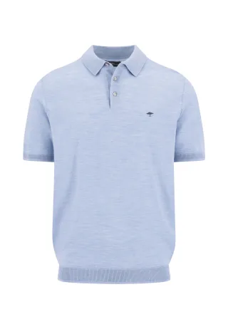 FYNCH-HATTON - Knitted Polo, Merino air blue - Gr. - S