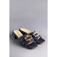 Aniston SHOES Pantolette Sandale, Sommerschuh, Klettschuh, Jeans-Optik