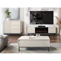 MIRJAN24 Wohnzimmer-Set Ozmi IV, (Kommode, TV-Lowboard mit Kamin, Couchtisch), Realistische LED-Flamme