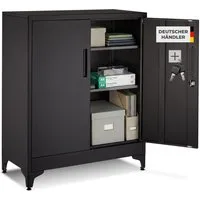 tectake Aktenschrank Dokumentenschrank aus Stahl, Kippschutz, abschließbar, 80 x 40 x (Komplettset, 1-St., inkl. 2 Schlüssel) 2 verstellbare Zwischenböden, mit Magnetverschluss, höhenverstellbar