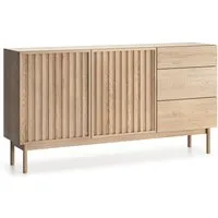 Beautysofa Kommode SAPPORO im Japandi-Stil (Push-to-Open-Funktion, mit 3 Schubladen und 2 Tür), Lamellenfront