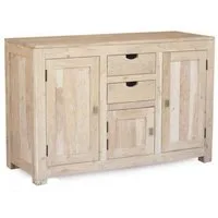 Massivmoebel24 Sideboard NATURE WHITE (Massivholz), Sideboard Akazie 130x45x85 white stone getüncht  NATURE WHITE #86