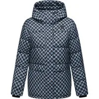 Ragwear Steppjacke Wikesh Print Wasserdichte Damen Winterjacke mit Hahnentritt-Muster