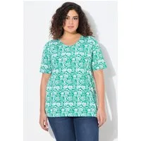Ulla Popken T-Shirt T-Shirt floraler Druck A-Linie V-Ausschnitt