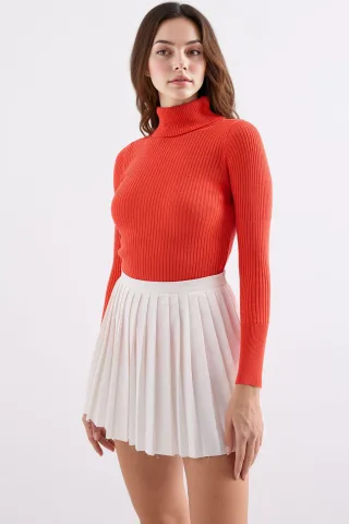 Strukturiertes Rollkragen-Miederpullover