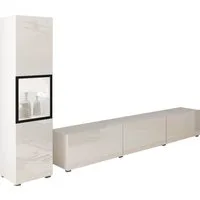 Home affaire Wohnwand BERLIN I, Vitrine Türschlag links/rechts wechselbar, (Komplett-Set, 2-St), moderne grifflose Mediawand Breite 220 cm, Vitrine mit Verglasung