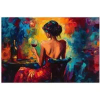 MuchoWow Poster Wein - Frau - Stimmungsvoll - Farbenfroh, (1 St), Poster ohne Rahmen, Wandbild, Wandposter, 30x20 cm