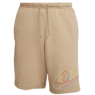 Hellbraune Shorts mit mehrfarbigem Swoosh-Logo und Nike-Markenlogo