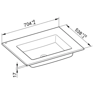 Keuco Keramik-Waschtisch Royal 60 32140, B: 705, H: 17, T: 538 mm 32140310700