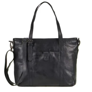 Bear Design Shopper Damen Leder schwarz Diede | Cow Lavato