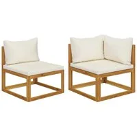 vidaXL Sofaelement 2-tlg. Sofa-Set mit cremeweißen Kissen Massivholz (1 St)