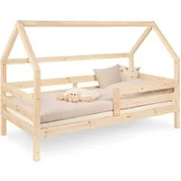 Ehrenkind Hausbett Sona aus FSC®-zertifiziertem Kiefernholz, höhenverstellbar (90x200 cm, inkl. Rollrost und abnehmbarem Rausfallschutz), 2-in-1 Bett – bodentief oder in Standardhöhe aufbaubar