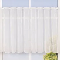 SCHÖNER LEBEN. Meterware Scheibengardine nähfrei Leinenstruktur uni wollweiß 60cm, leicht perforiert, Stickerei/Stickstoff, bestickt, pflegeleicht