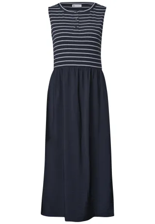 Street One - Midikleid mit Strukturmix und Knopfdetail darkest blue - Gr. - 40