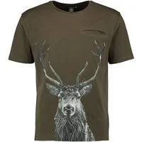 OS Trachten T-Shirt Ebape Herren Kurzarmshirt mit Hirschkopf-Druck