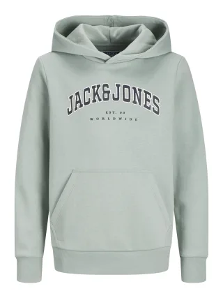 JACK&JONES - JJECALEB VARSITY SWEAT HOOD NOOS JNR iceberg green - Gr. - 140