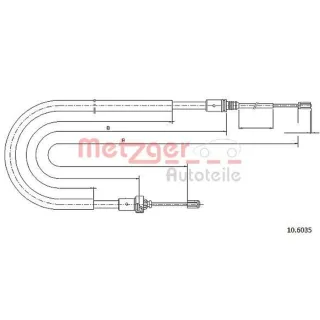 2x Metzger Bremsseil f?r Trommelbremse hinten Peugeot 207