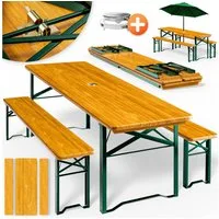 Casaria Bierzeltgarnitur, (3-tlg), 170cm Klappbar Stabil 3 Teilig 2x Bierbank 1x Breiter Tisch Holz