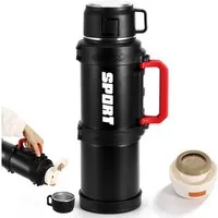 BlingBin Thermoflasche Thermoskanne 2.5L, Isolierkanne Edelstahl Trinkflasche mit Tragegurt, Doppelwandisolierung Isolierflasche Camping und Wandern 24h Heiß/Kalt