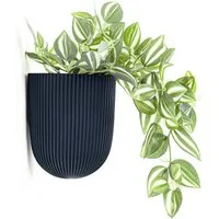 KONZEPT Blumentopf mit dezenter Wandbefestigung Ø 14,6 cm, Hängetopf 2,1 L, Matte, geriffelte Oberfläche, Volumen: 2,1 L