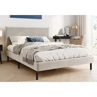Home Collective Polsterbett 140x200 und 160x200 cm mit Lattenrost und weichem Bezug, Bettgestell (Doppelbett mit gepolstertem Kopfteil, robustes Gestell, hoher Liegekomfort), 140x200 cm, Beige, Cordbezug