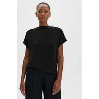 someday Kurzarmshirt Kaleni aus Viskosemix mit feiner Rippstruktur Elastischer Komfort mit modernem Funnel Neck