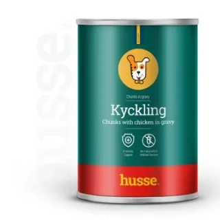 husse Saftige Fleischstücke Adult, Huhn, Stückchen, 24 Dosen je 400 g (9,6 kg) | Ausgewogene Mahlzeit mit zusätzlichen Vitaminen & Mineralstoffen