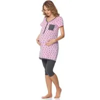 Bellivalini Umstandspyjama Damen Umstands Pyjama mit Stillfunktion BLV50-126 mit Brusttasche
